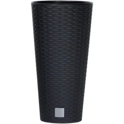 Prosperplast Übertopf Rato Tubus Anthrazit, Ø 40 X H 76,3 Cm, Rund, Polyrattangeflecht