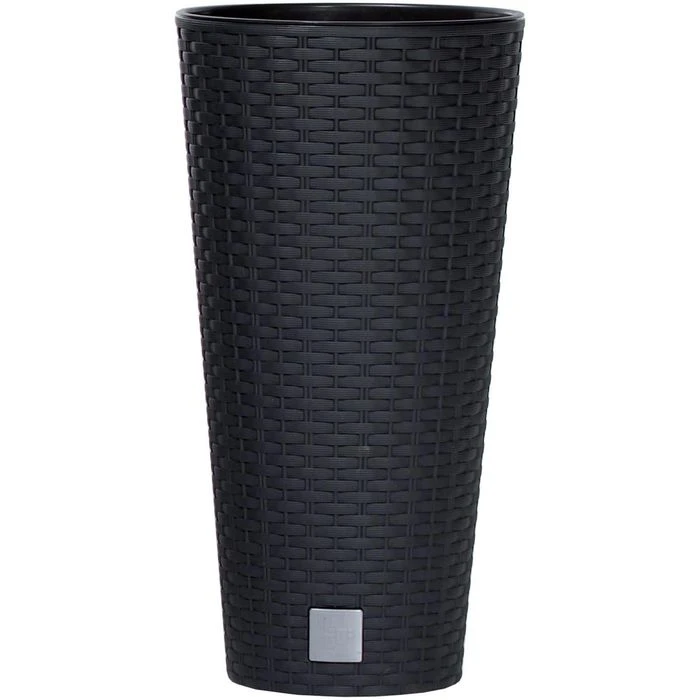 Prosperplast Übertopf Rato Tubus Anthrazit, Ø 40 X H 76,3 Cm, Rund, Polyrattangeflecht