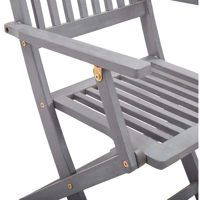 VidaXL Gartenstuhl 46334, Holz, Hochlehner, Grau, Klappbar, 4 Stück – Bild 7