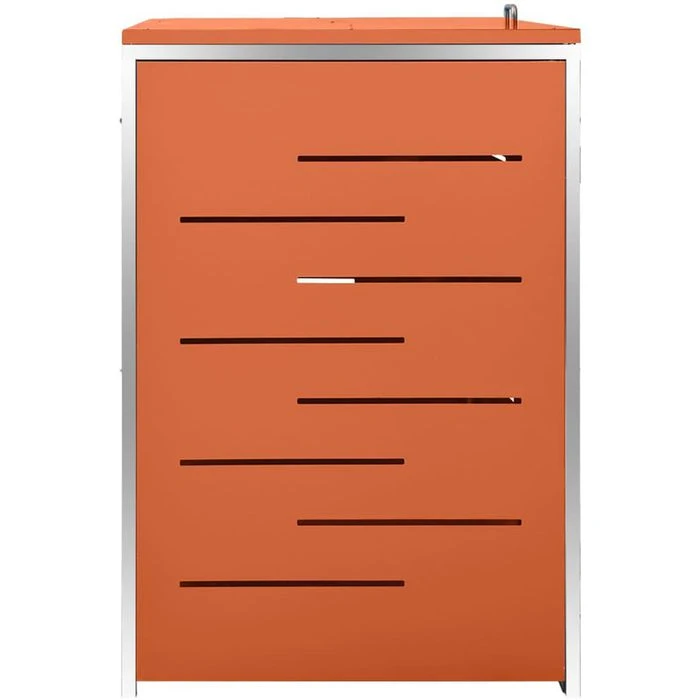 VidaXL Mülltonnenbox 149565, Bis 240 Liter, Für 4 Mülltonnen, Abschließbar, Orange, Edelstahl – Bild 5