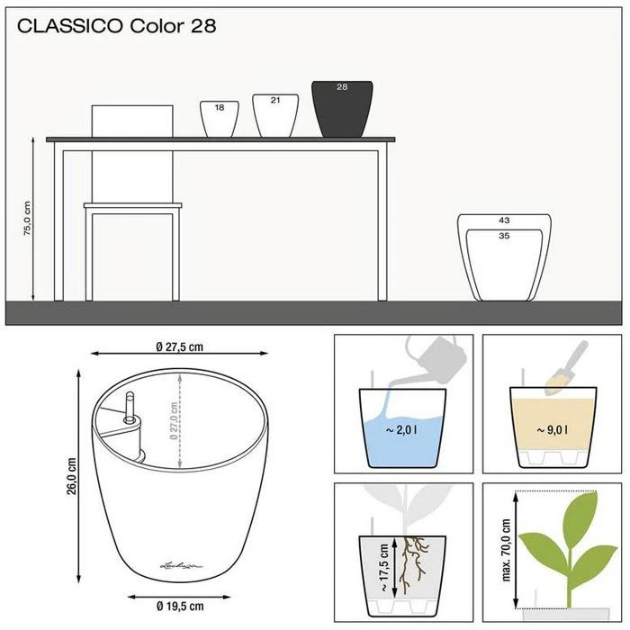 Lechuza Übertopf CLASSICO Color 28 Sandbraun, Ø 28 X H 26 Cm, Kunststoff, Erdbewässerungssystem 5 Lechuza Übertopf CLASSICO Color 28 Sandbraun, Ø 28 X H 26 Cm, Kunststoff, Erdbewässerungssystem – Bild 5