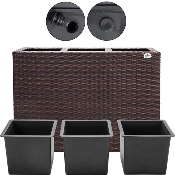 Deuba Pflanzkasten Sichtschutz-Pflanzkübel Braun, 83 X 30,5 X 60 Cm, Rechteckig, Polyrattangeflecht – Bild 2