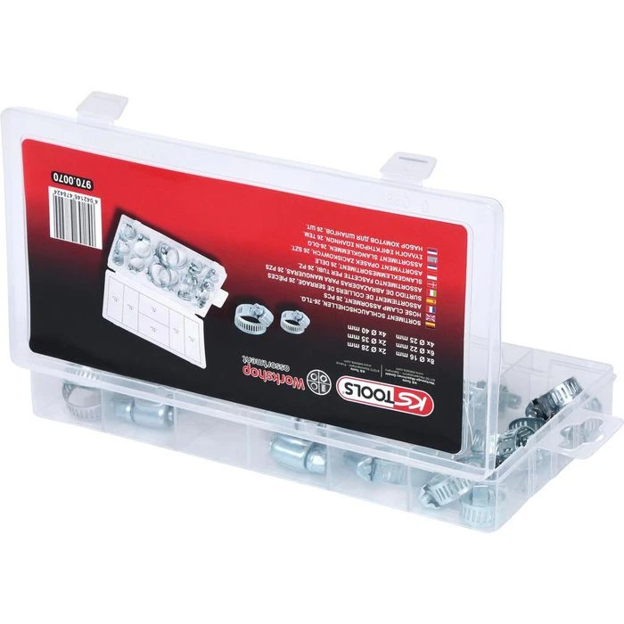 Ks Tools KS-Tools Schlauchschelle 970.0070, 16 - 40mm, Verzinkt, 6 Verschiedene Größen, 26-teilig – Bild 4