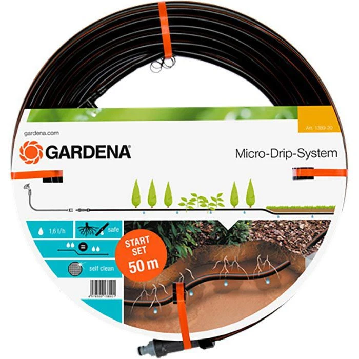 Gardena Micro-Drip-System Start Set Tropfrohr 50m, Unterirdisch, 1389-20, Für Pflanzreihen Und Rasen