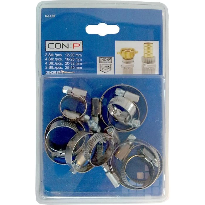 CONP Schlauchschelle SA 166, 12 - 40mm, Verzinkt, 4 Verschiedene Größen, 12-teilig – Bild 2