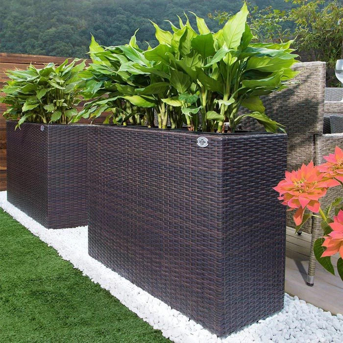 Deuba Pflanzkasten Sichtschutz-Pflanzkübel Braun, 83 X 30,5 X 60 Cm, Rechteckig, Polyrattangeflecht – Bild 5