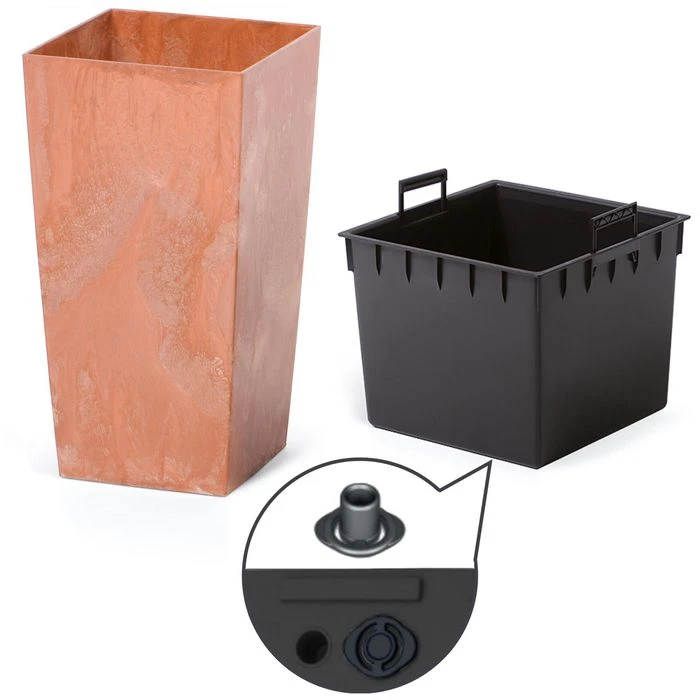 Prosperplast Übertopf Urbi Square Beton Effect, 40 X 40 X 75 Cm, Quadratisch, Kunststoff, Terrakotta – Bild 2