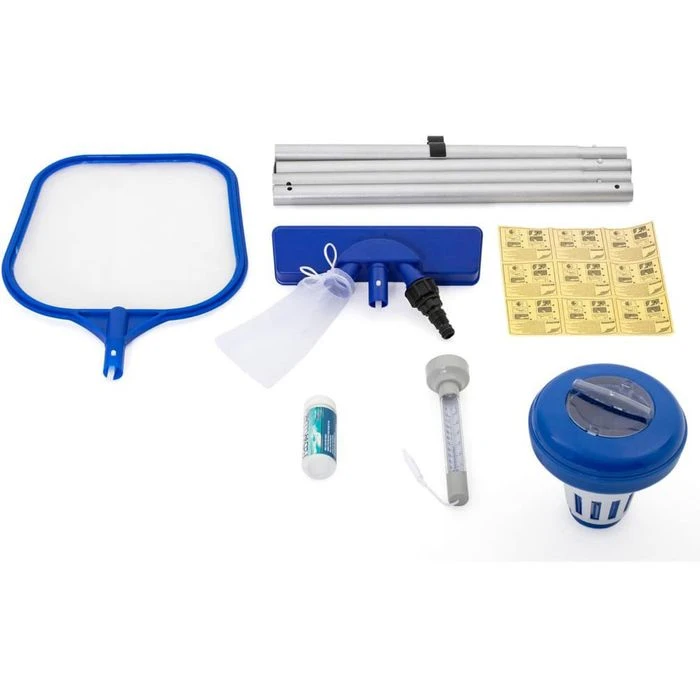 Bestway Poolreinigungsset Flowclear, 7-teilig, Kescher, Poolbodensauger, Teleskopstange, Dosierer – Bild 6