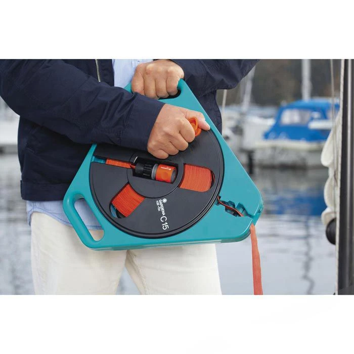 Gardena Schlauchbox Roll Fix Flachschlauch Classic, 15m SchlauchlĂ€nge, Mit Kassette â Bild 2