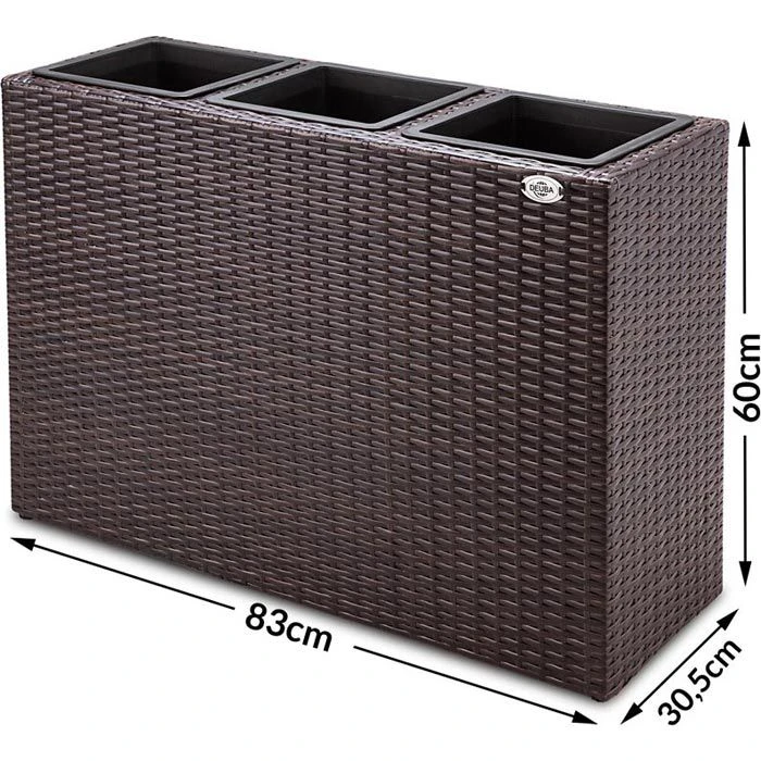 Deuba Pflanzkasten Sichtschutz-Pflanzkübel Braun, 83 X 30,5 X 60 Cm, Rechteckig, Polyrattangeflecht – Bild 4