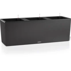 Lechuza Pflanzkasten TRIO Stone 40 Graphitschwarz, 129 X 42 X 44 Cm, Kunststoff, Bewässerungssystem