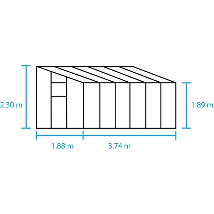Halls Gewächshaus Qube Lean-to 612, 7,1 M² Fläche, 374 X 188 X 230 Cm, Anlehngewächshaus, Schwarz – Bild 2