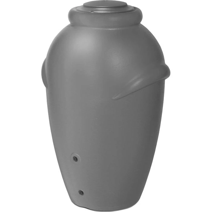 Prosperplast Regentonne Aquacan, 360 Liter, Rund, Grau, Deckel, Auslaufhahn, Anschlussset