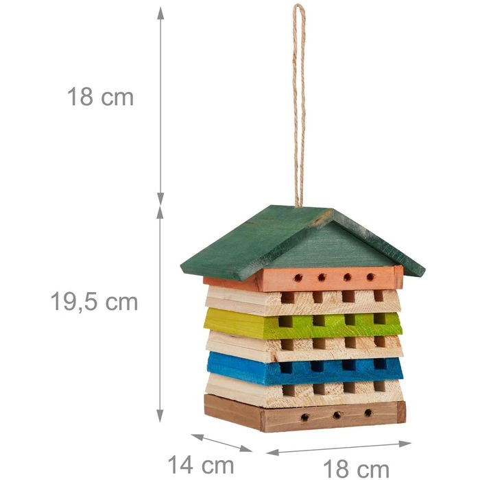 Relaxdays Insektenhotel 10031025, Bunt, Bienenhotel, 18 X 19,5 X 14cm – Bild 7