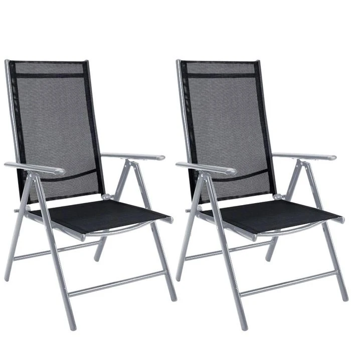 CASARIA Gartenstuhl Bern 105653, Kunststoff, Hochlehner,verstellbar,schwarz,klappbar,2 Stück