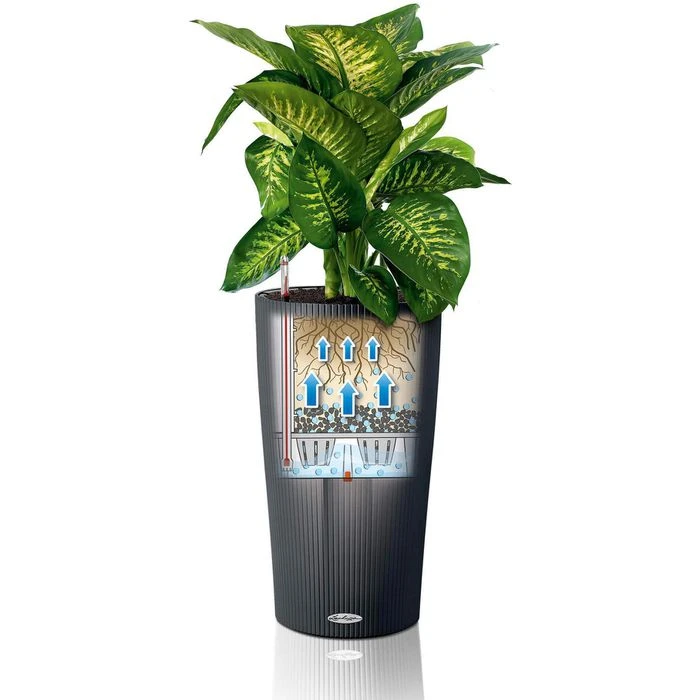 Lechuza Übertopf CILINDRO Color 32 Schiefergrau, Ø 32 X H 56 Cm, Kunststoff, Erdbewässerungssystem – Bild 6