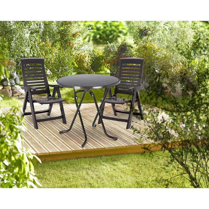 BEST Gartentisch Primo, Kunststoff, Anthrazit, Ø 80 X 70 Cm, Klappbar – Bild 3
