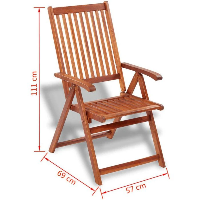 VidaXL Gartenstuhl 41820, Holz, Hochlehner, Braun, Klappbar, Armlehnen, 2 Stück – Bild 8