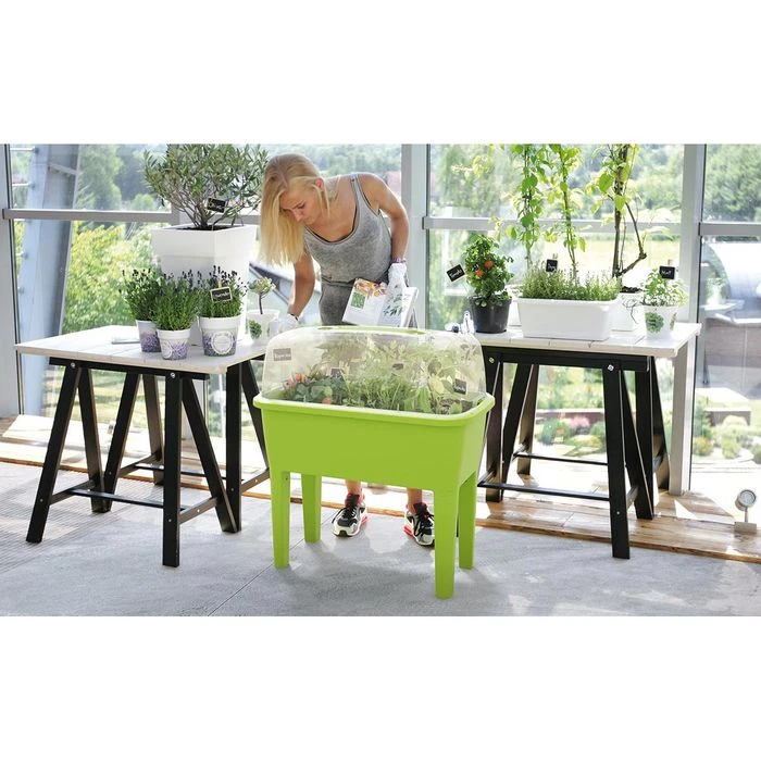 Prosperplast Hochbeet Respana Planter Set, Limette, 77 X 38,7 X 82 Cm, Kunststoff, Mit Abdeckung – Bild 4