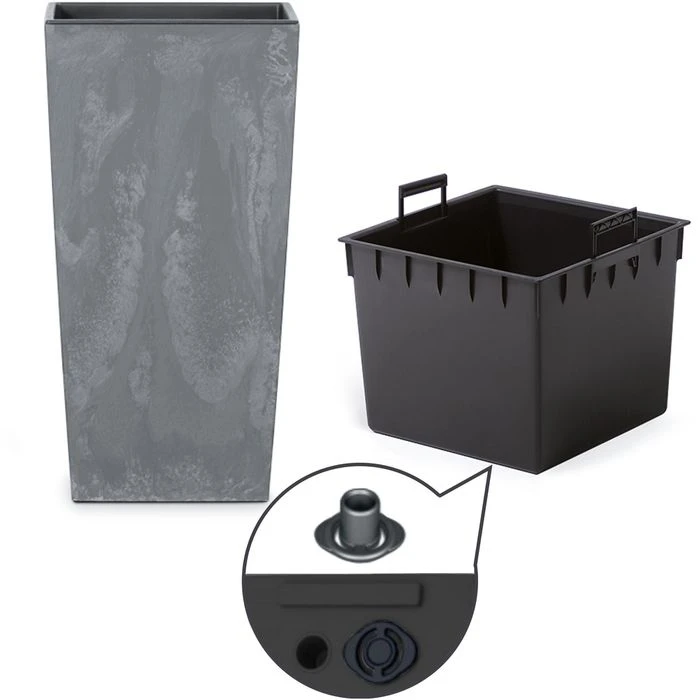 Prosperplast Übertopf Urbi Square Beton Effect, 40 X 40 X 75 Cm, Quadratisch, Kunststoff, Marengo – Bild 2