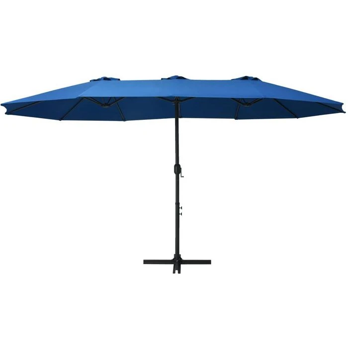 VidaXL Sonnenschirm 47303, 460 X 270cm, Blau, Doppelschirm, Mit Ständer