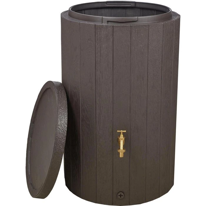 Garantia Regentonne Timber 230 Liter, Rund, Braun, Mit Deckel – Bild 3