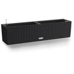 Lechuza Blumenkasten BALCONERA Cottage 80 Schwarz, 79 X 19 X 19 Cm, Rechteckig, Kunststoff
