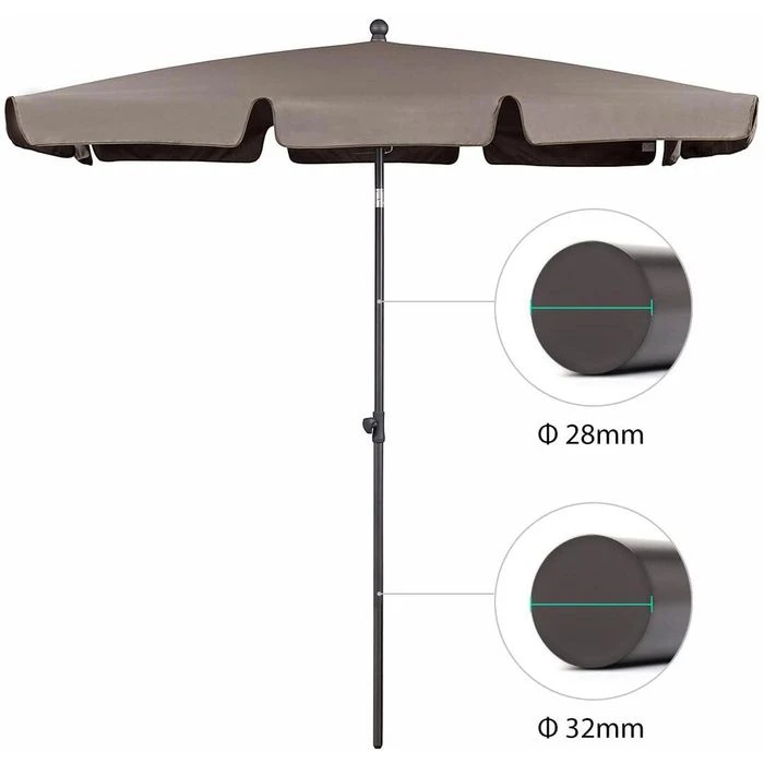 Sekey Sonnenschirm 39921397, Rechteckig, 200 X 125cm, Cappuccino, Neigbar, Höhenverstellbar – Bild 2