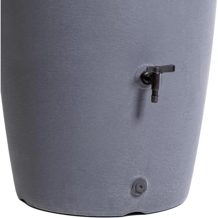 Prosperplast Regentonne Aquacan, 360 Liter, Rund, Grau, Deckel, Auslaufhahn, Anschlussset â Bild 2