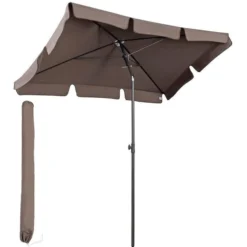 Sekey Sonnenschirm 39921397, Rechteckig, 200 X 125cm, Cappuccino, Neigbar, Höhenverstellbar