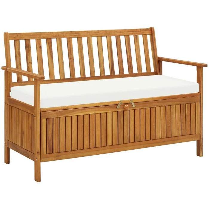 VidaXL Gartenbank 44126, 2-Sitzer, Mit Stauraum, Armlehnen, Wetterfest, Braun, Holz