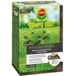 Compo Rasensamen Nachsaat-Rasen, Rasenreparatur, Schnellkeimend, 25m² / 0,5kg