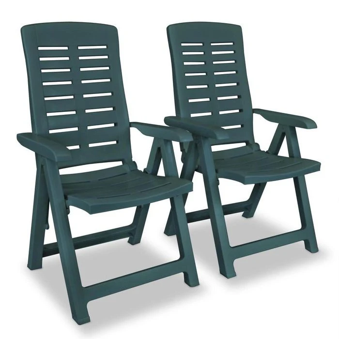 VidaXL Gartenstuhl 43896, Kunststoff, Hochlehner, Verstellbar, Grün, Klappbar, 2 Stück