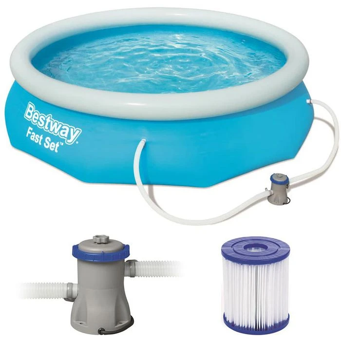 Bestway Aufstellpool Fast Set Pool, Ø 305 X 76cm, Mit Filterpumpe, Rund