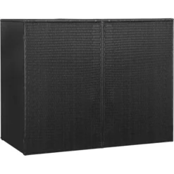 VidaXL Mülltonnenbox 46730, Bis 240 Liter, Für 2 Mülltonnen, Schwarz, Polyrattan