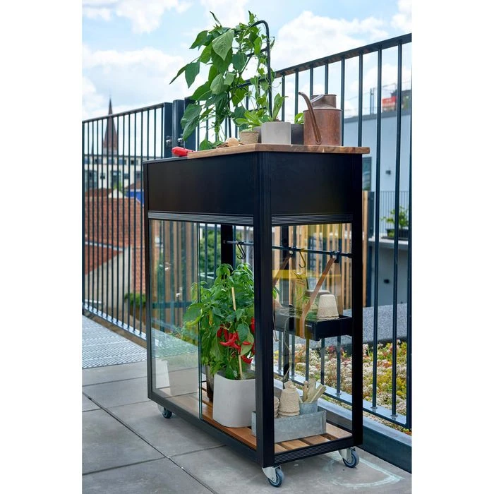 Juliana Gewächshaus Urban Vertical, 0,32 M², 80 X 40 X 158 Cm, Schwarz, Mit Rollen – Bild 3