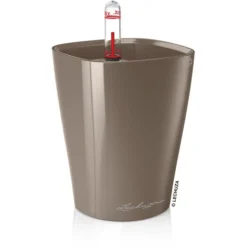 Lechuza Übertopf MINI-DELTINI, Taupe Hochglanz, 10 X 10 X 13 Cm, Kunststoff, Erdbewässerungssystem