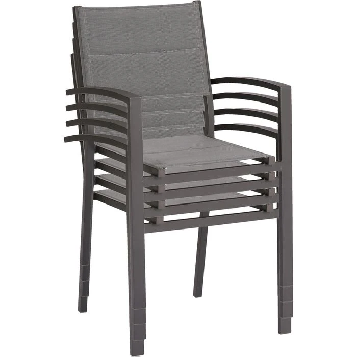 BEST Gartenstuhl Varese, Stoff, Niedriglehner, Anthrazit, Stapelbar – Bild 2