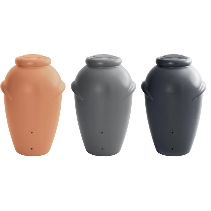 Prosperplast Regentonne Aquacan, 360 Liter, Rund, Grau, Deckel, Auslaufhahn, Anschlussset â Bild 8