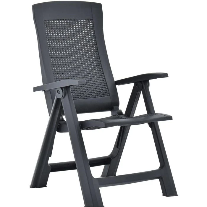 VidaXL Gartenstuhl 48761, Kunststoff, Hochlehner,verstellbar,anthrazit,klappbar,2 Stück – Bild 3