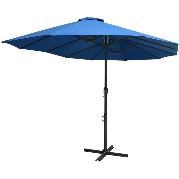 VidaXL Sonnenschirm 47303, 460 X 270cm, Blau, Doppelschirm, Mit Ständer – Bild 2