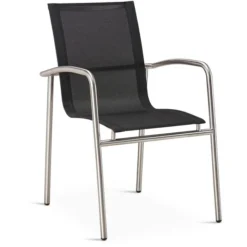 BEST Gartenstuhl Khartum, Stoff, Niedriglehner, Schwarz, Stapelbar