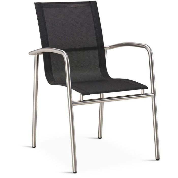 BEST Gartenstuhl Khartum, Stoff, Niedriglehner, Schwarz, Stapelbar