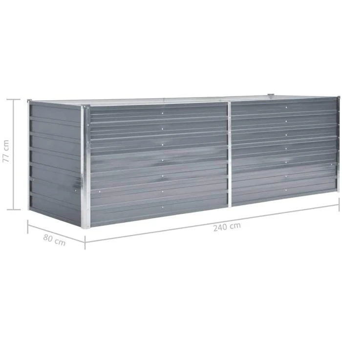 VidaXL Hochbeet 44840, Grau, 240 X 80 X 77 Cm, Verzinkter Stahl – Bild 6