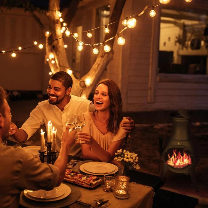 Relaxdays Feuerschale 10035524, 39 X 71,5cm, Gusseisen, Terrassenofen, Mit Feuerhaken – Bild 3