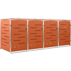 VidaXL Mülltonnenbox 149565, Bis 240 Liter, Für 4 Mülltonnen, Abschließbar, Orange, Edelstahl