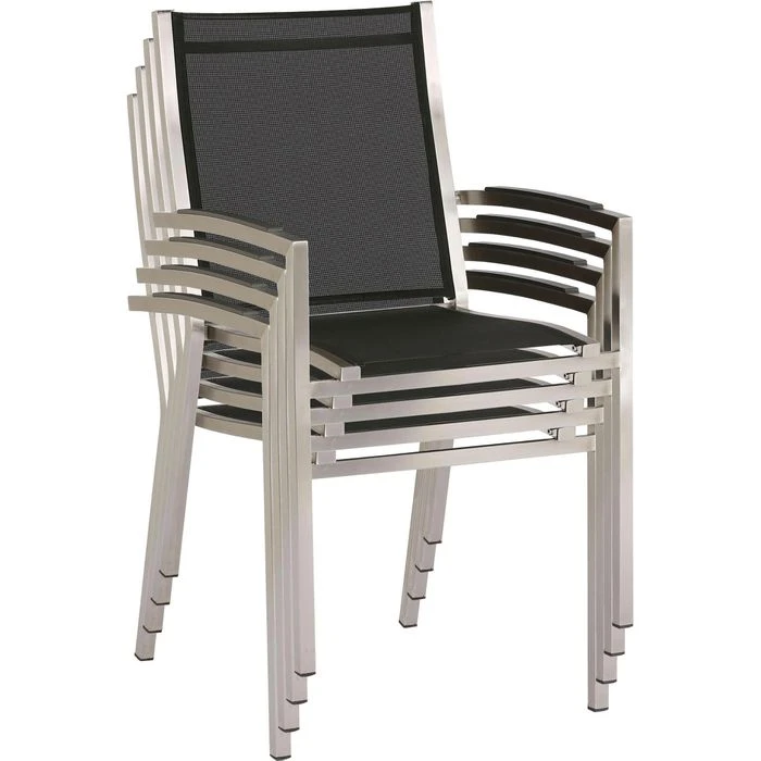 BEST Gartenstuhl Marbella, Stoff, Niedriglehner, Schwarz, Stapelbar – Bild 3