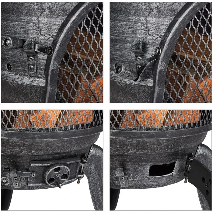 Relaxdays Feuerschale 10033797, 46 X 86cm, Stahl, Terrassenofen Mit Feuerhaken & Funkenschutz â Bild 6