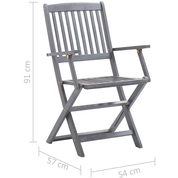 VidaXL Gartenstuhl 46334, Holz, Hochlehner, Grau, Klappbar, 4 Stück – Bild 8