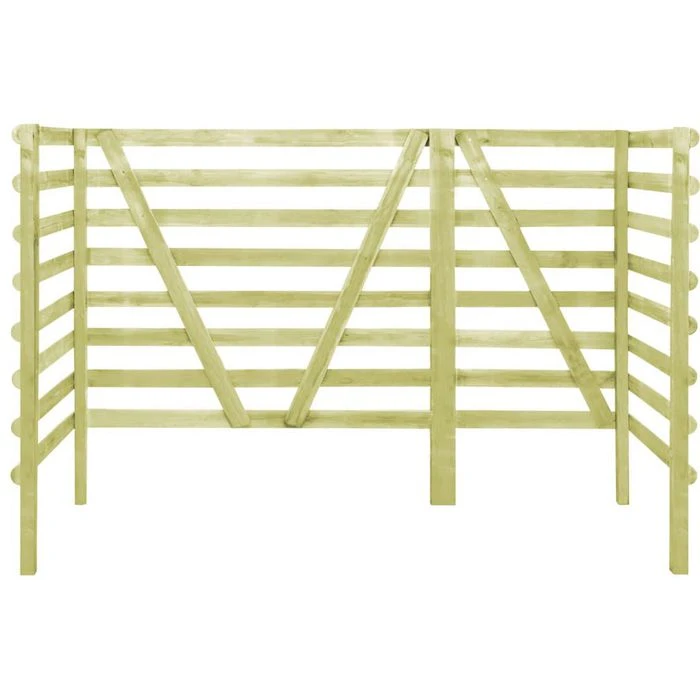 VidaXL Mülltonnenbox 45445, Bis 240 Liter, Für 3 Mülltonnen, Grün, Holz – Bild 3